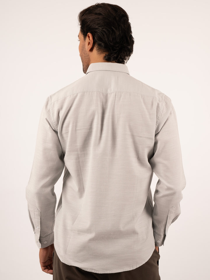 MENS WHITE GREY REGULAR FIT SHIRT