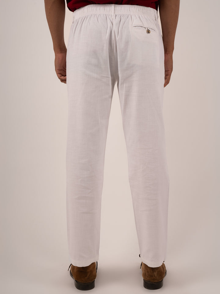 Men’s  White Premium Cotton Drawstring Trousers