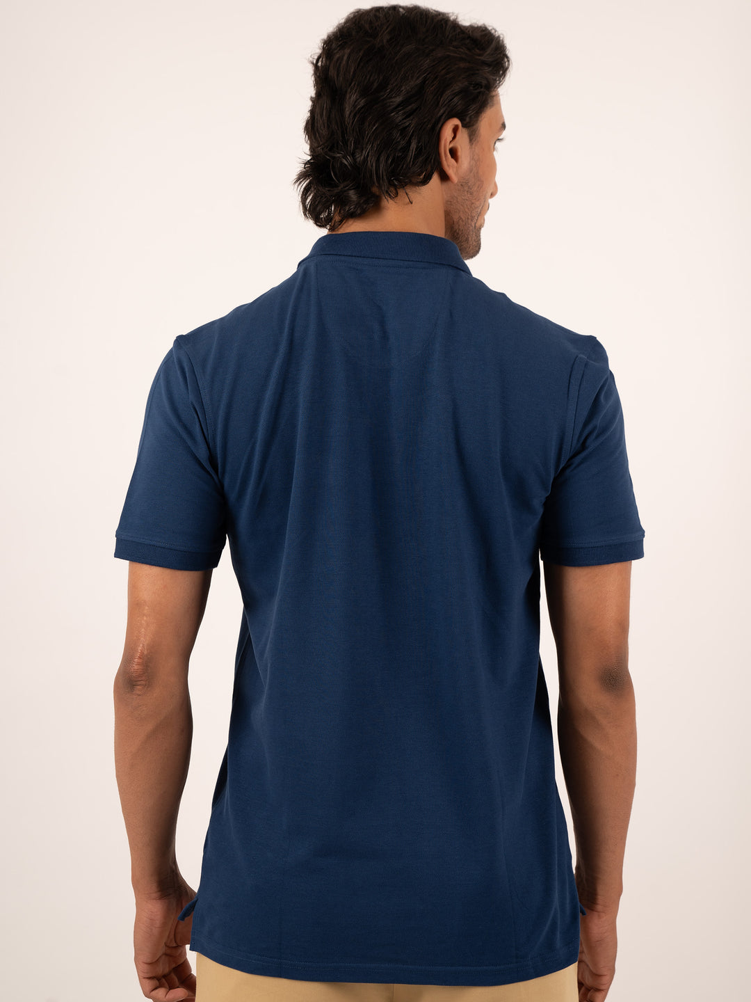 MEN'S CASUAL SOLID DIESEL BLUE POLO T-SHIRT
