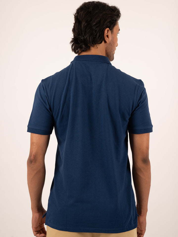 MEN'S CASUAL SOLID DIESEL BLUE POLO T-SHIRT