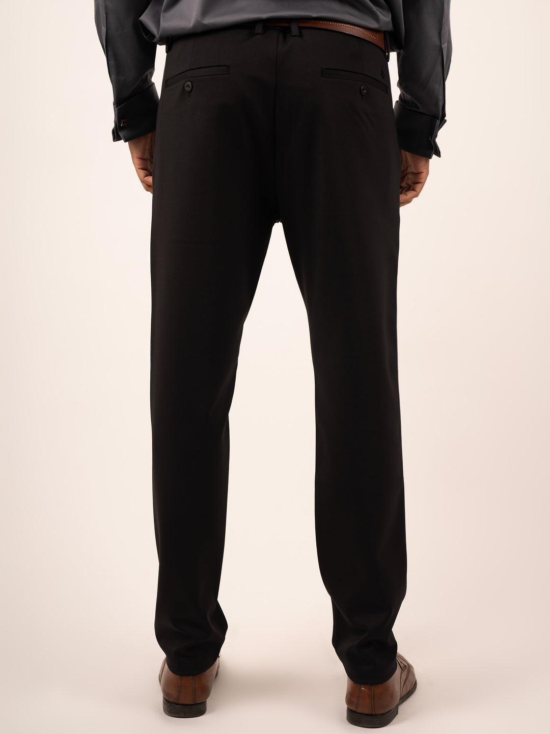 MEN'S BLACK MICRO-PATTERN FORMAL PANT