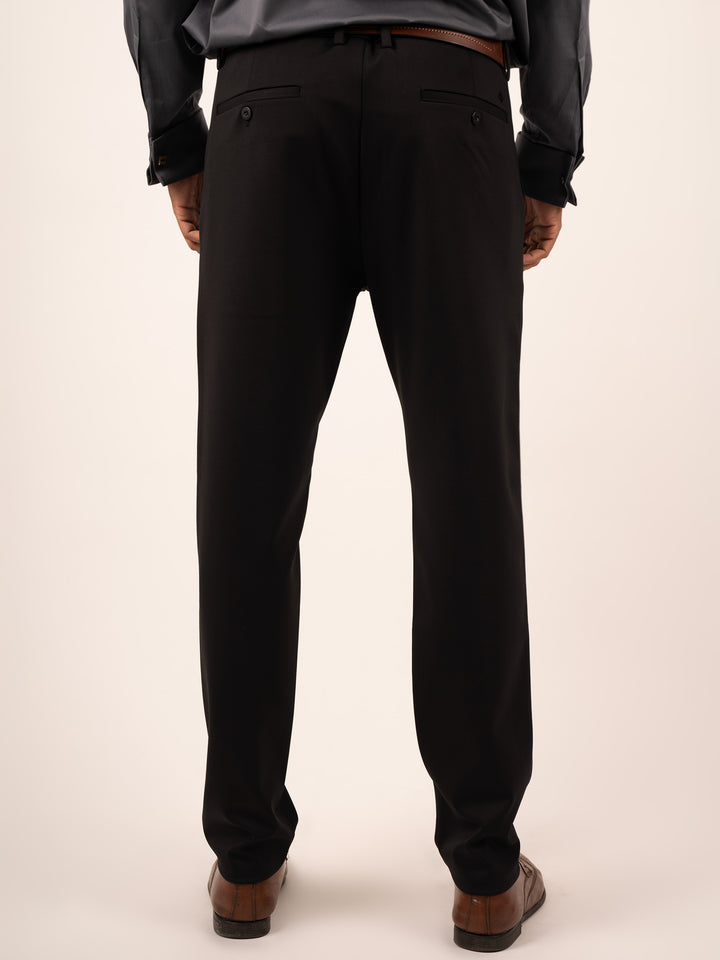 MEN'S BLACK MICRO-PATTERN FORMAL PANT