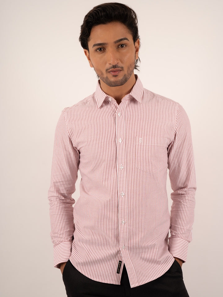 Men's Classic Crimson Cotton Button‑Down Shirt