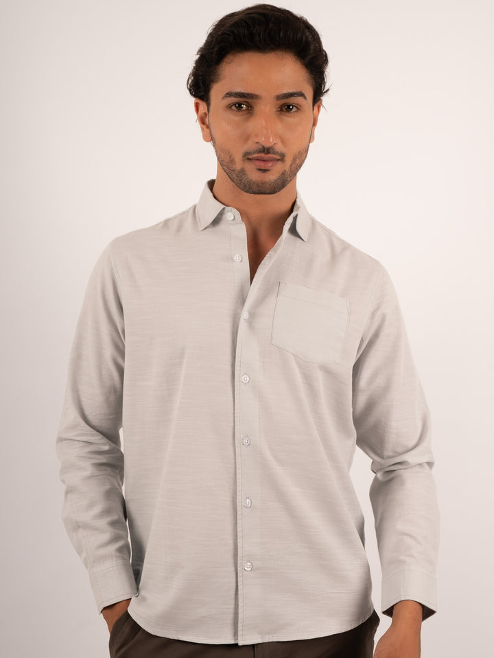MENS WHITE GREY REGULAR FIT SHIRT