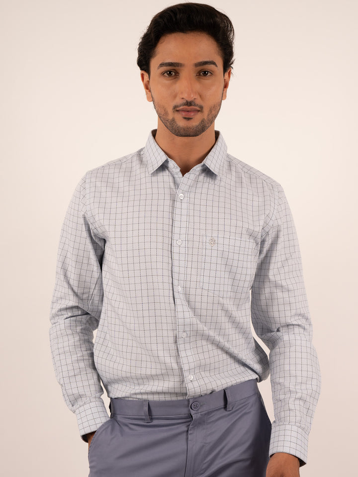 Mens Formal Shirt with Navy Micro Check Shirt