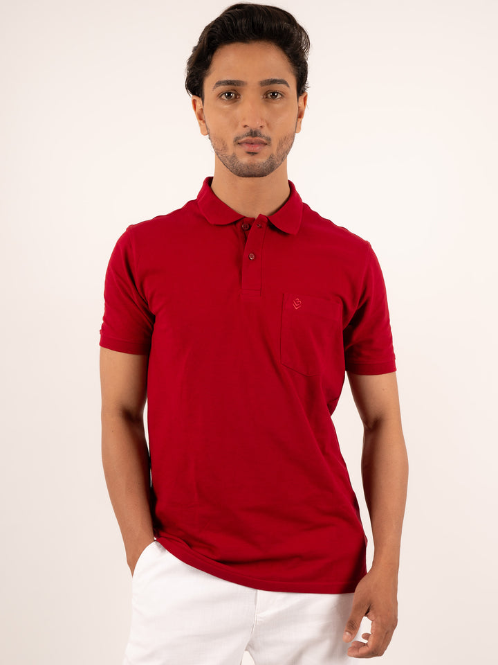 MEN'S SOFT COTTON MEROON POLO T-SHIRT