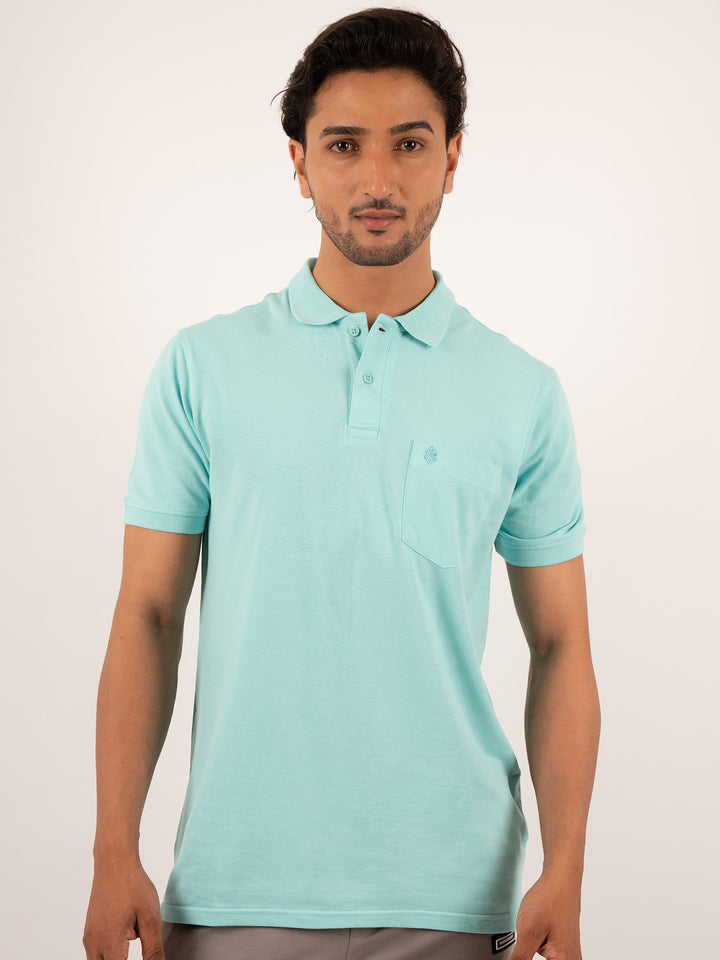 Men's Regular Fit mint green polo t -shirt