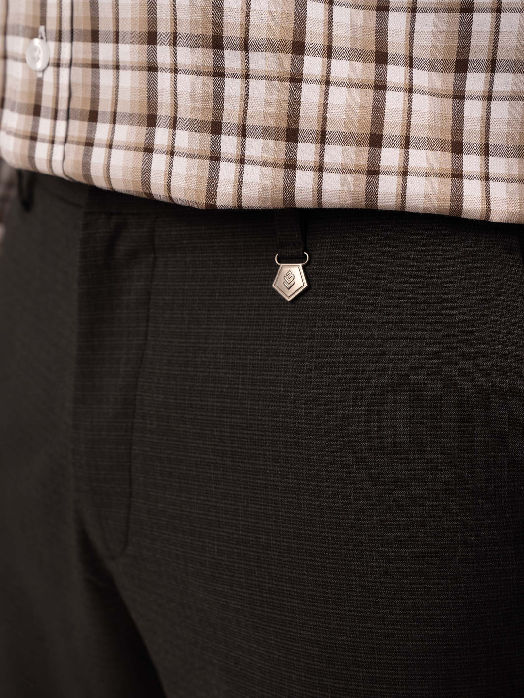 MEN'S BLACK MICRO-PATTERN SLIM TROUSER