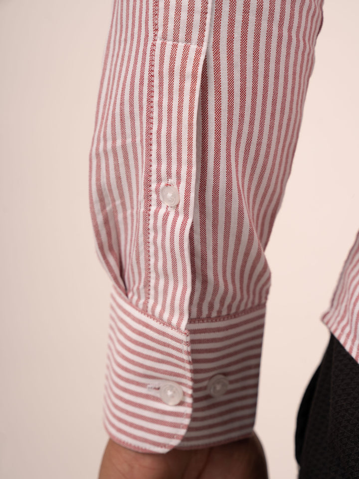 Men's Classic Crimson Cotton Button‑Down Shirt