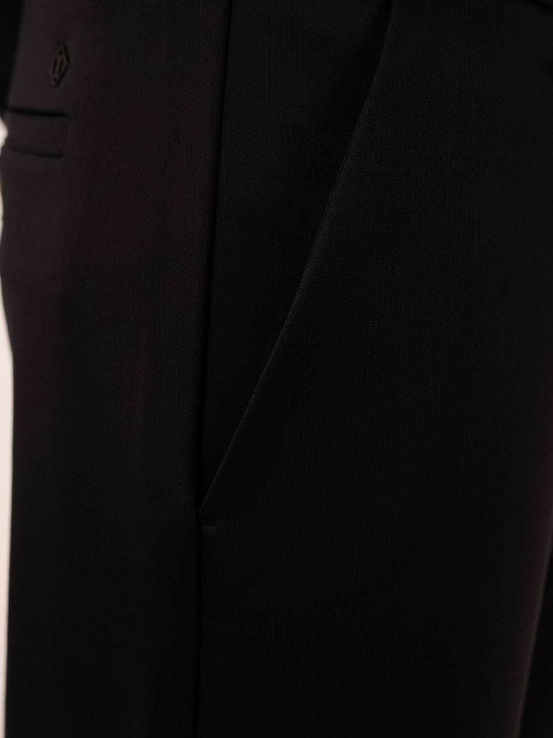 MEN'S BLACK MICRO-PATTERN FORMAL PANT