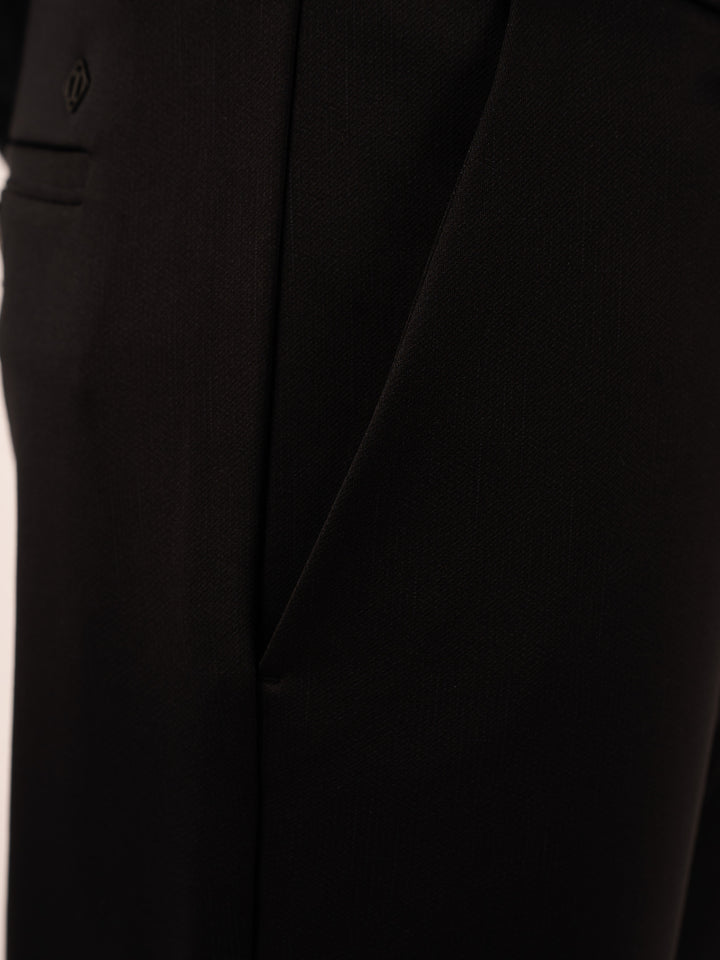 MEN'S BLACK MICRO-PATTERN FORMAL PANT
