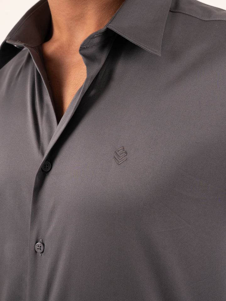 Men's  Grey Sleek-Fit Dress Shirt