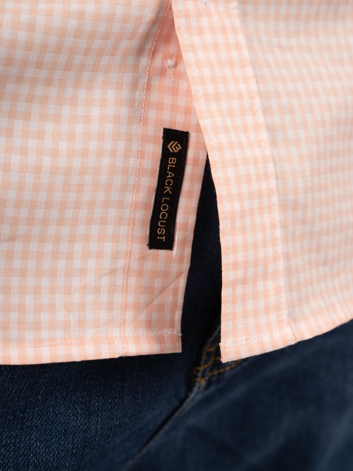 Men’s Light Orange Gingham Check Cotton Shirt