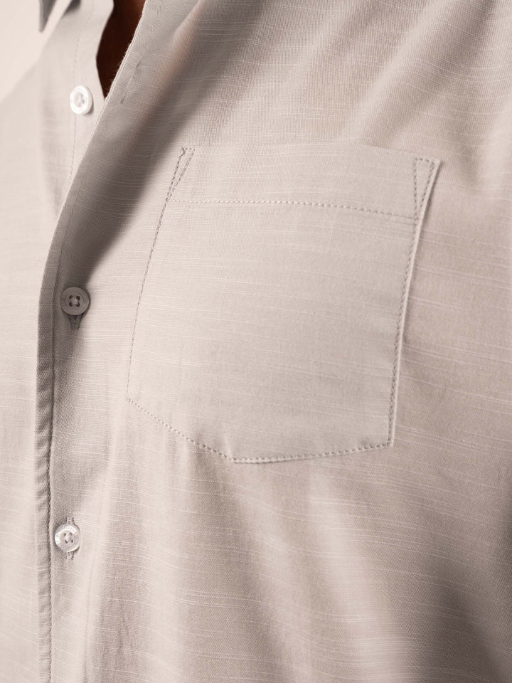MENS WHITE GREY REGULAR FIT SHIRT