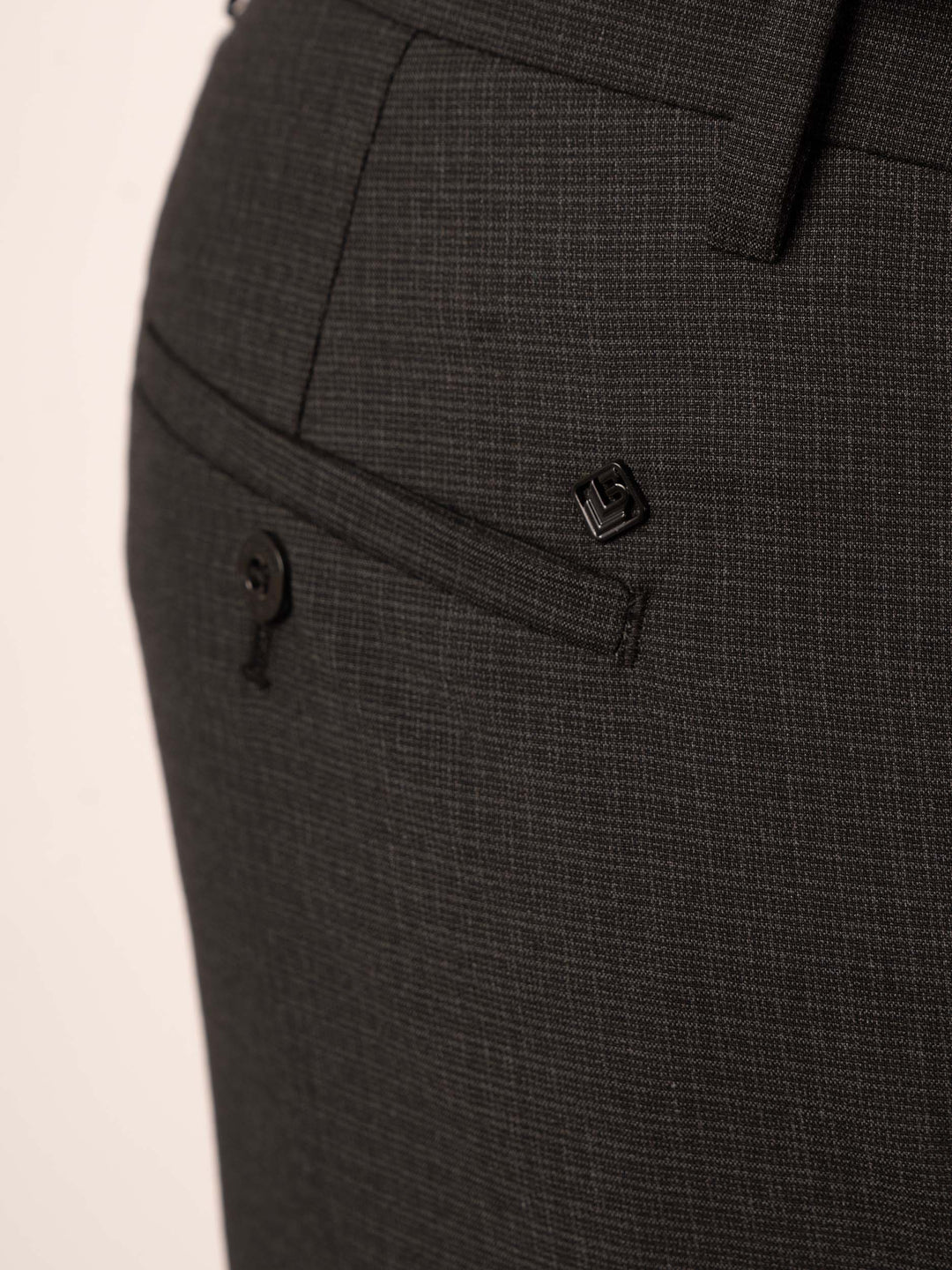 MEN'S BLACK MICRO-PATTERN SLIM TROUSER