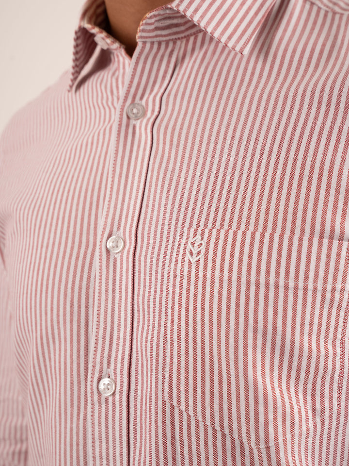Men's Classic Crimson Cotton Button‑Down Shirt
