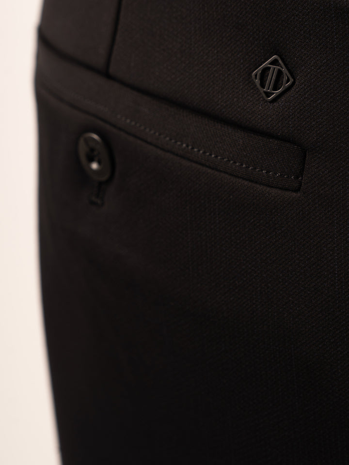 MEN'S BLACK MICRO-PATTERN FORMAL PANT