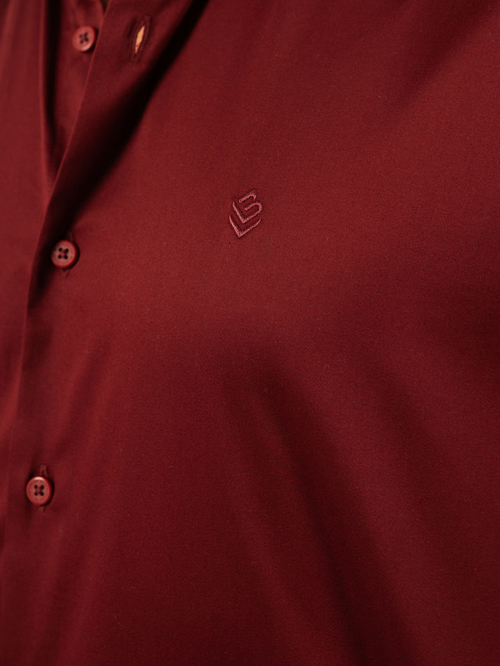 Rich Maroon Tailored-Fit Formal Shirt