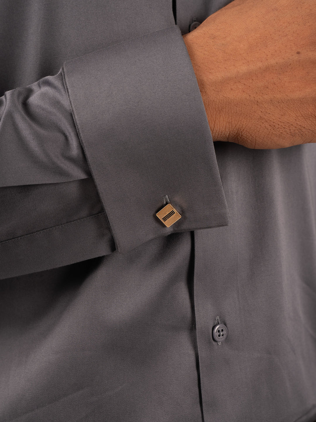 Men's  Grey Sleek-Fit Dress Shirt