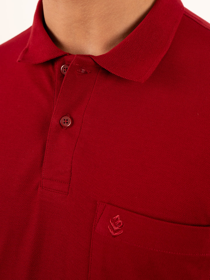 MEN'S SOFT COTTON MEROON POLO T-SHIRT