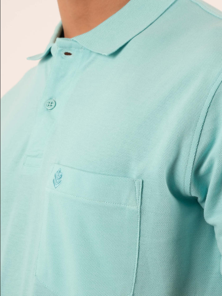 Men's Regular Fit mint green polo t -shirt