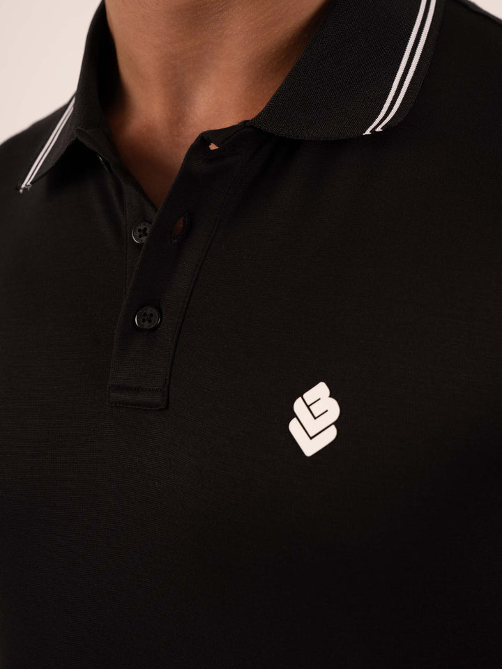 Men’s White Polo T-Shirt with Contrast Tipping (line)