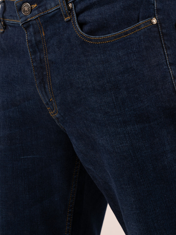 Men's  Steel Blue Regular Fit Stretch Denim Jeans