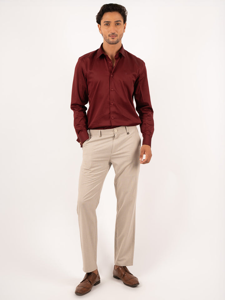 Rich Maroon Tailored-Fit Formal Shirt