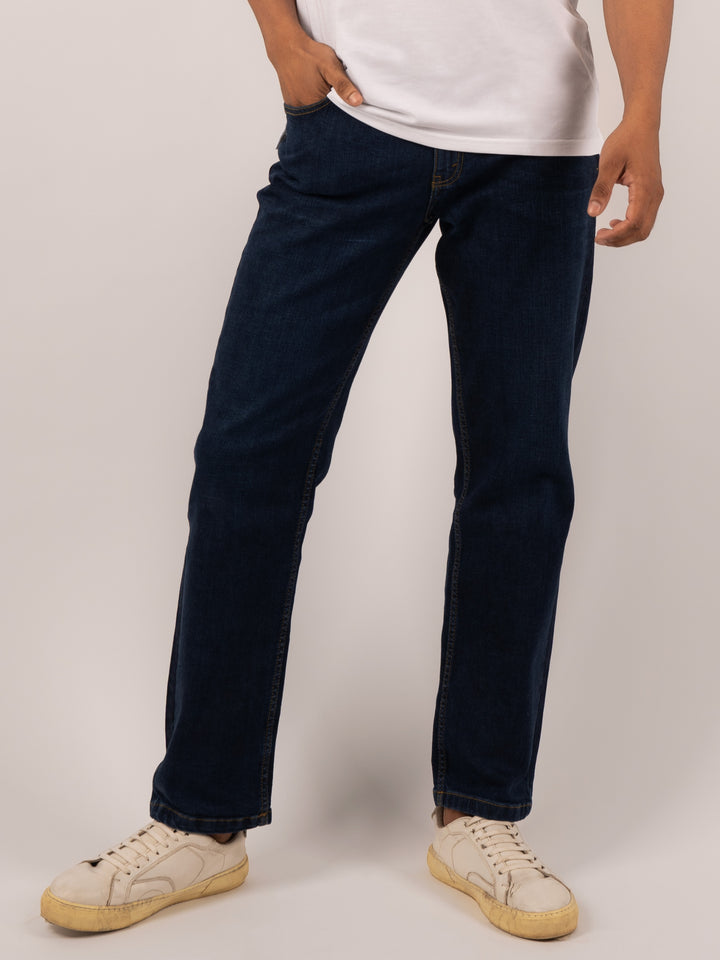 Men's  Steel Blue Regular Fit Stretch Denim Jeans