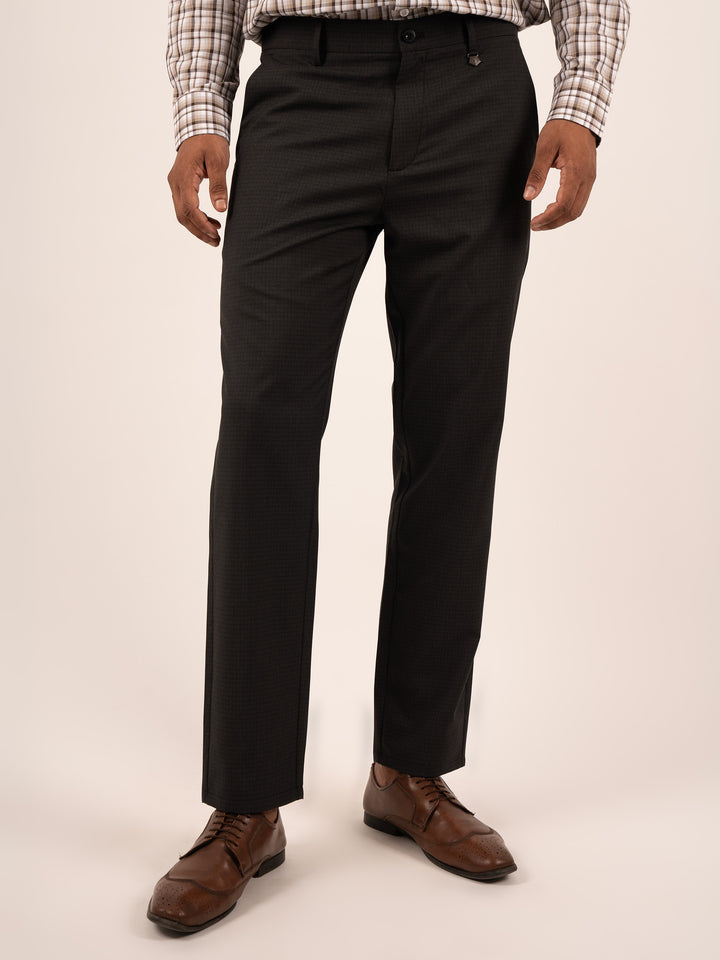 MEN'S BLACK MICRO-PATTERN SLIM TROUSER