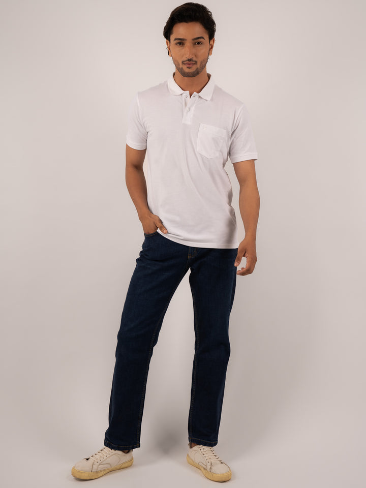 MEN'S ARMHOLE CURVE WHITE POLO T-SHIRT