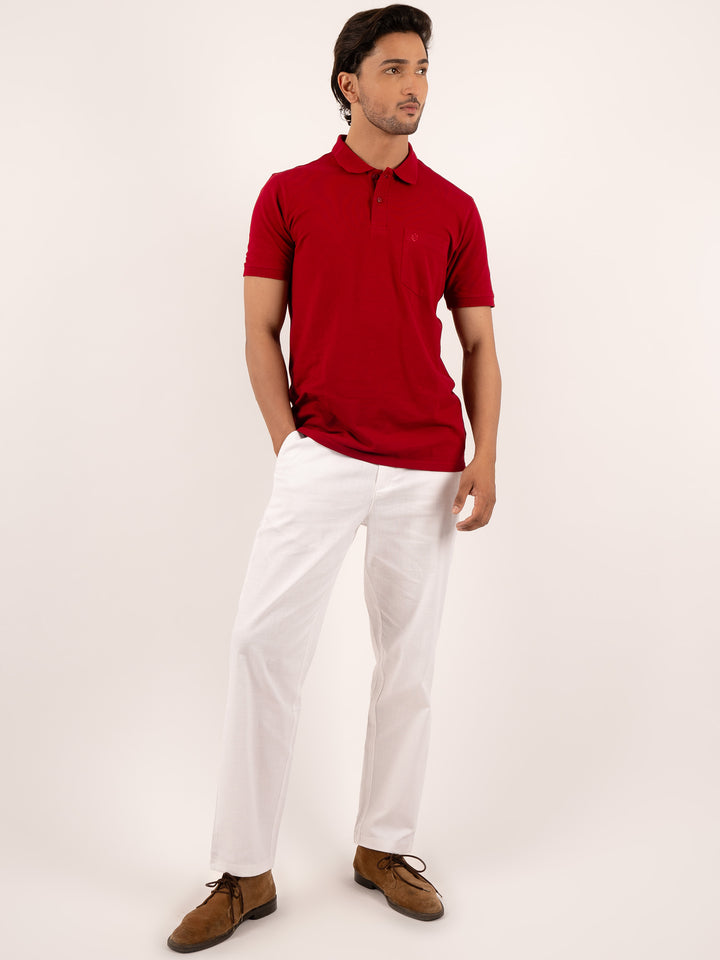 MEN'S SOFT COTTON MEROON POLO T-SHIRT