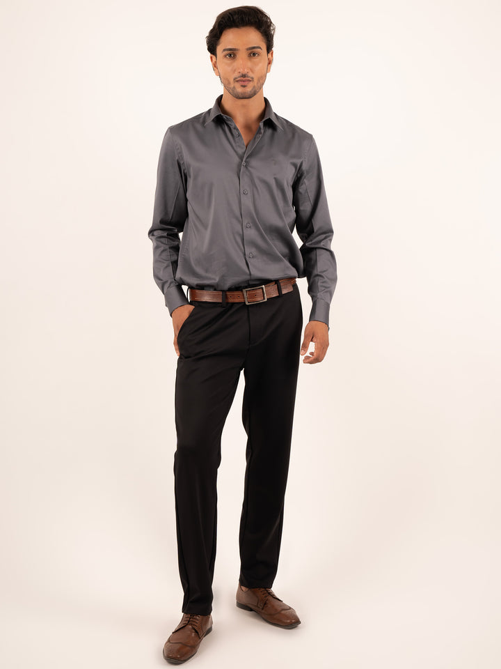 Men's  Grey Sleek-Fit Dress Shirt