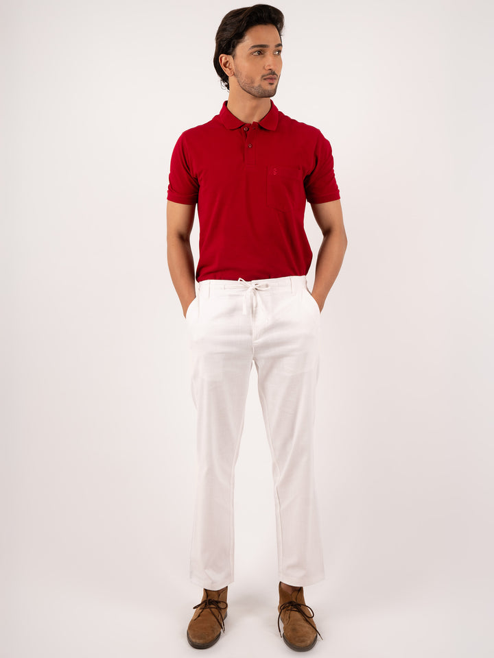 Men’s  White Premium Cotton Drawstring Trousers