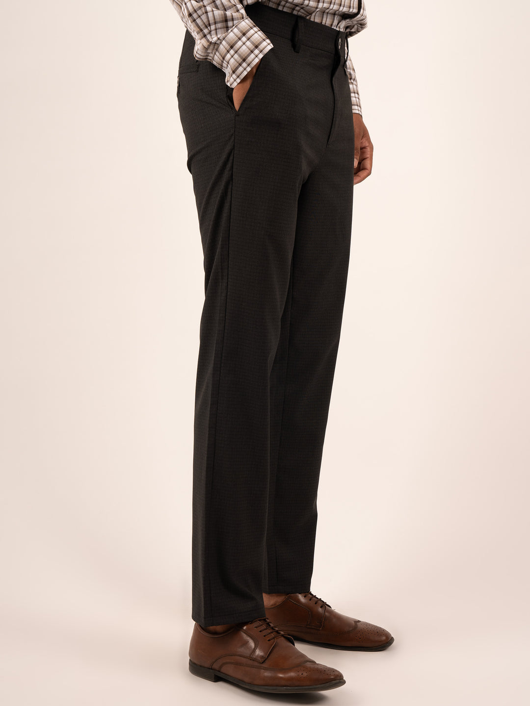 MEN'S BLACK MICRO-PATTERN SLIM TROUSER
