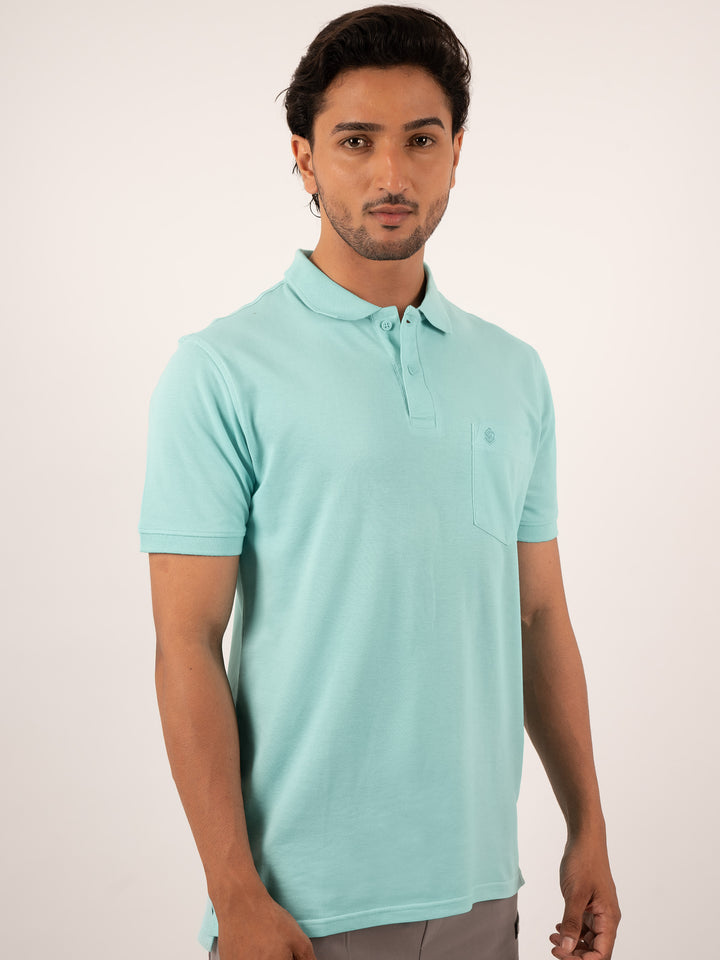 Men's Regular Fit mint green polo t -shirt