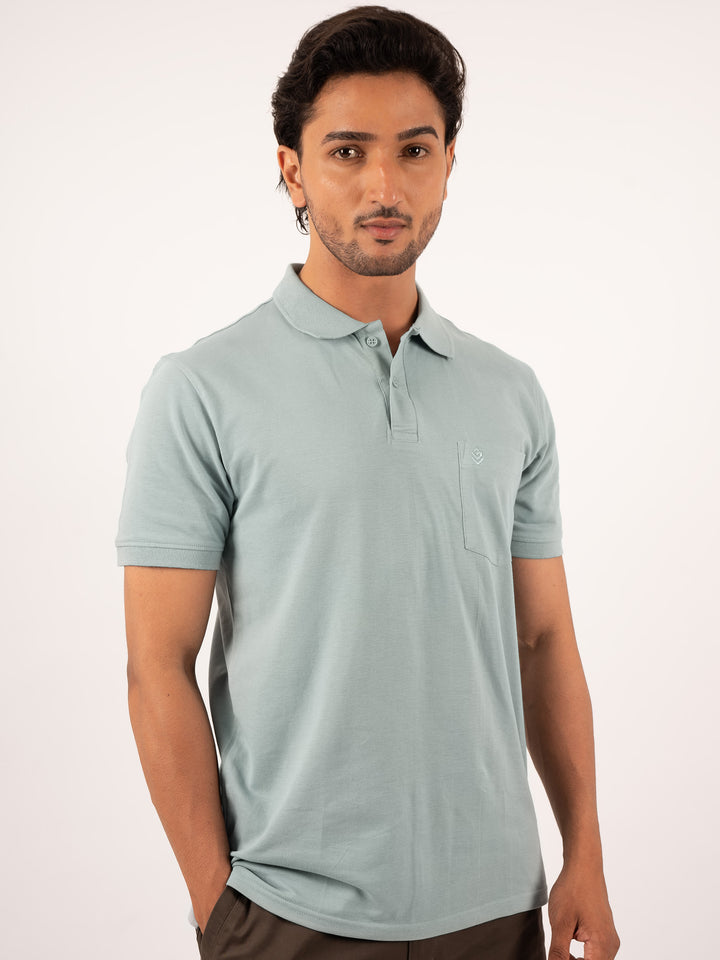 Men’s Armhole Curve  Scam Blue Polo T-Shirt
