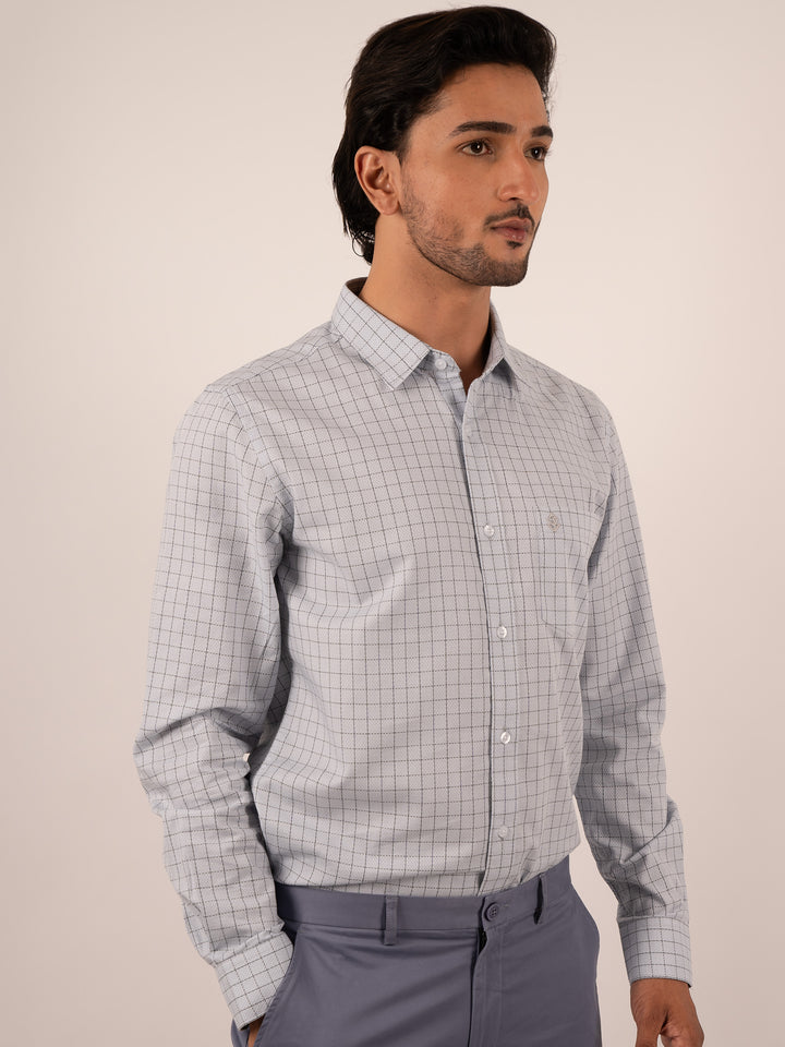 Mens Formal Shirt with Navy Micro Check Shirt