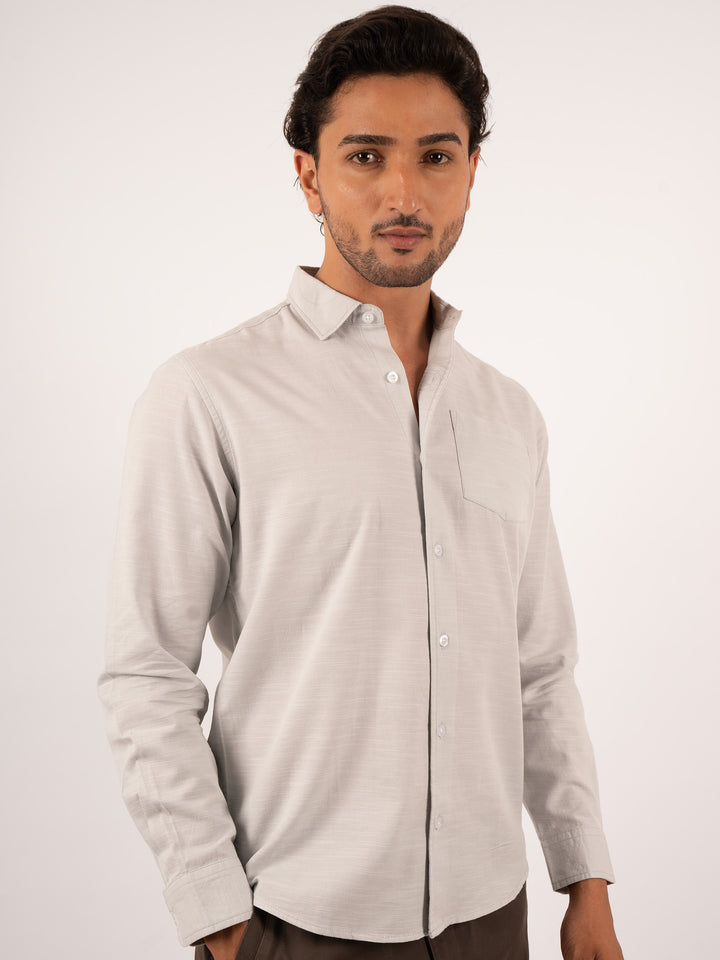 MENS WHITE GREY REGULAR FIT SHIRT