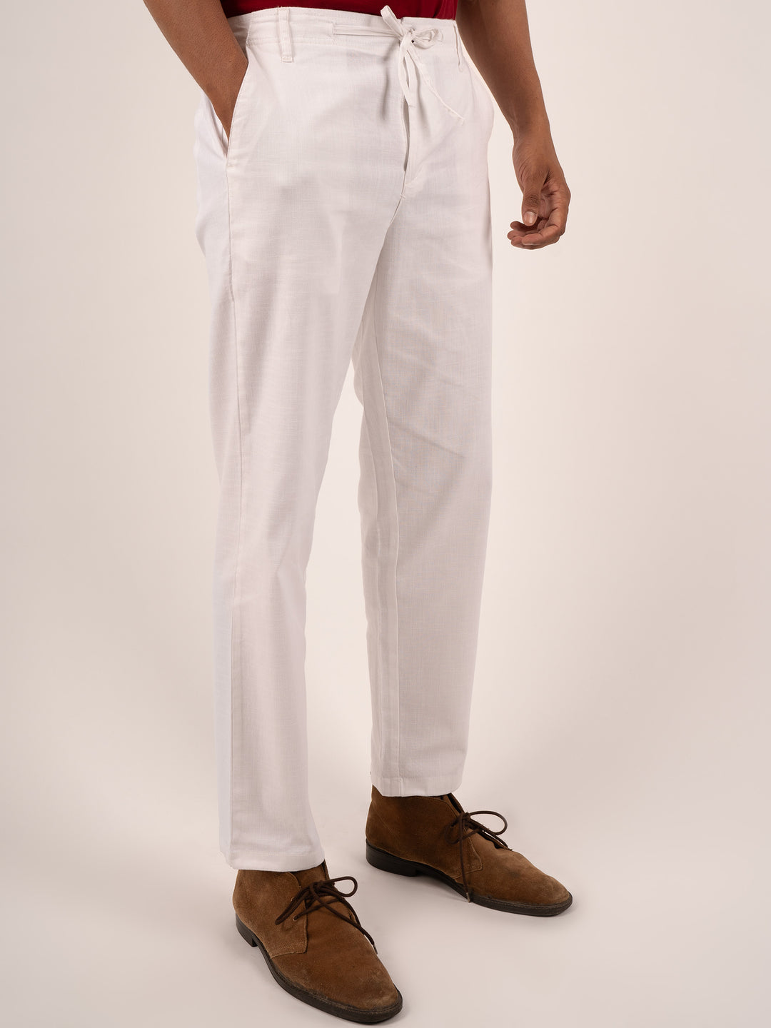 Men’s  White Premium Cotton Drawstring Trousers