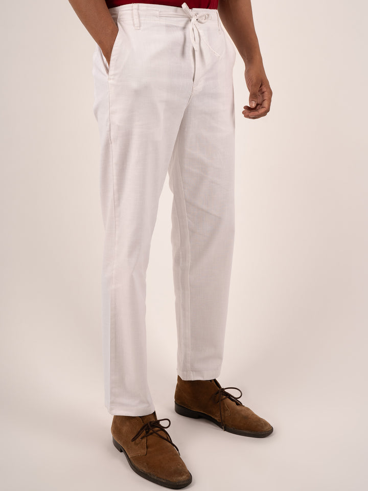 Men’s  White Premium Cotton Drawstring Trousers