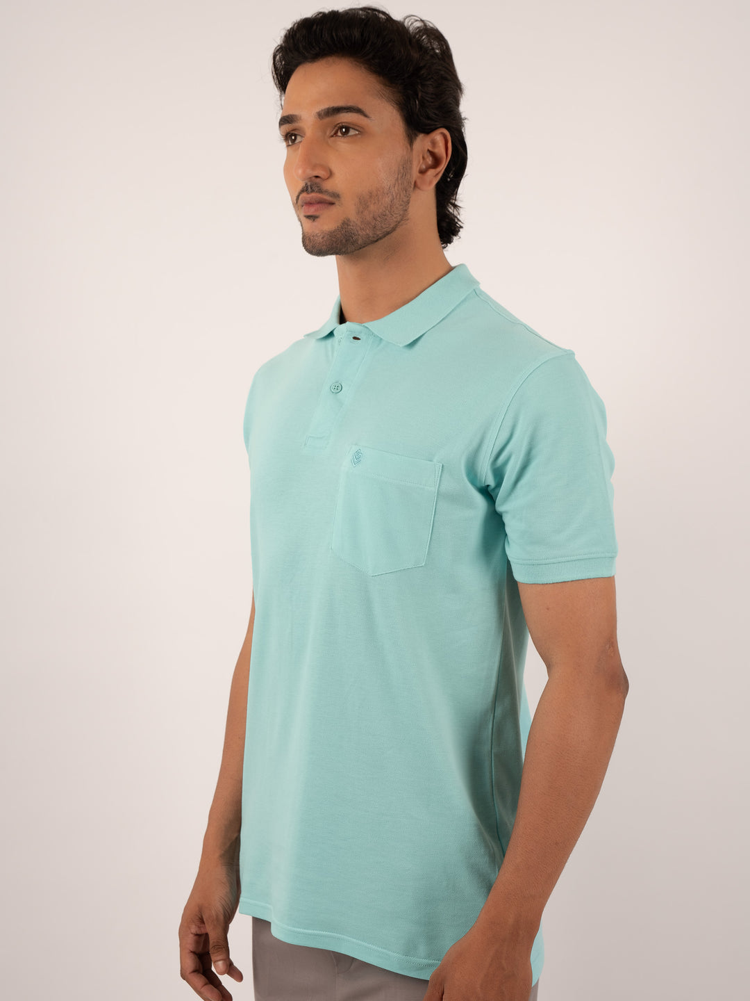 Men's Regular Fit mint green polo t -shirt