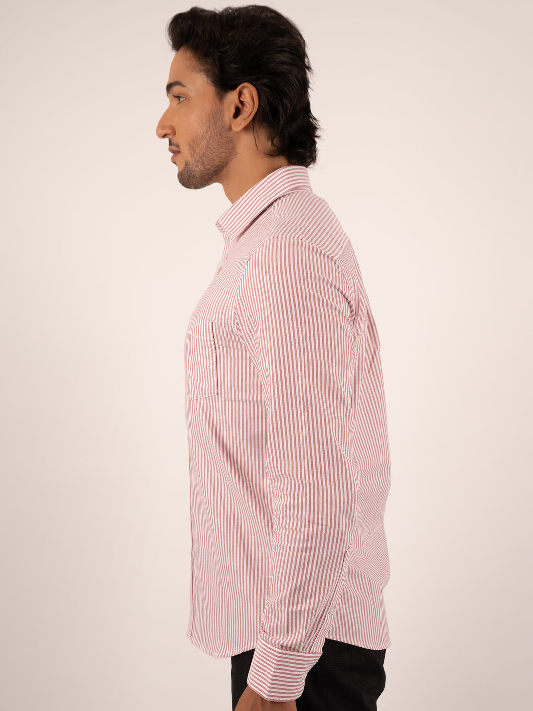 Men's Classic Crimson Cotton Button‑Down Shirt