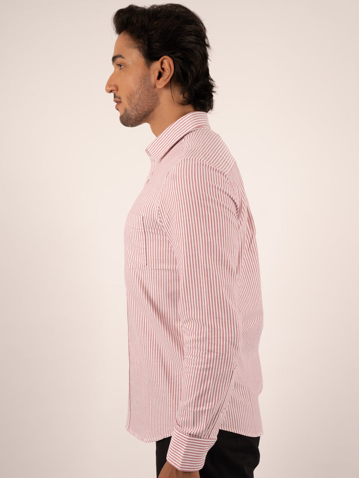 Men's Classic Crimson Cotton Button‑Down Shirt