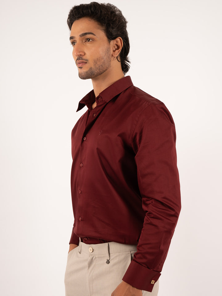 Rich Maroon Tailored-Fit Formal Shirt