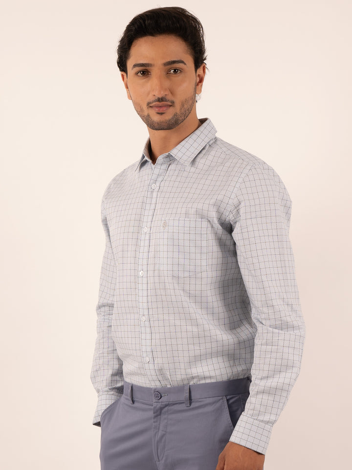 Mens Formal Shirt with Navy Micro Check Shirt