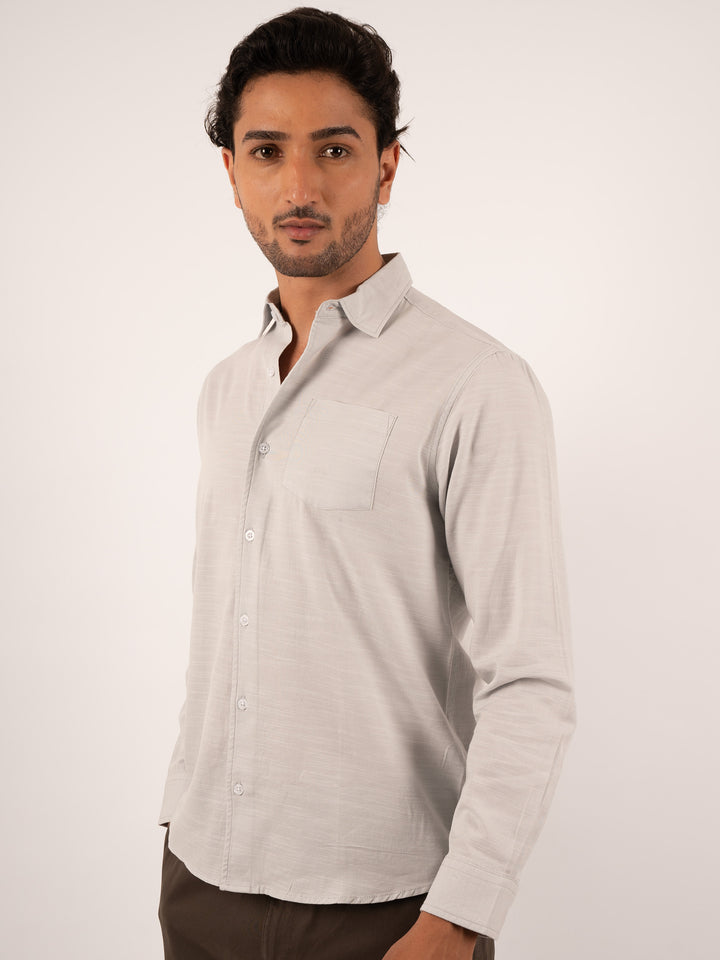 MENS WHITE GREY REGULAR FIT SHIRT