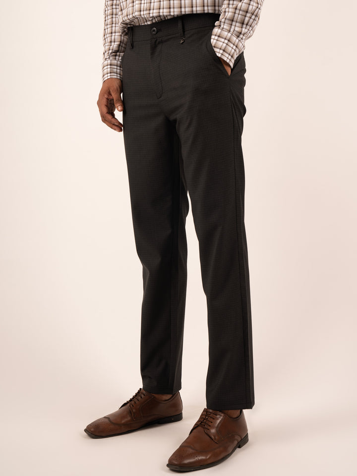 MEN'S BLACK MICRO-PATTERN SLIM TROUSER