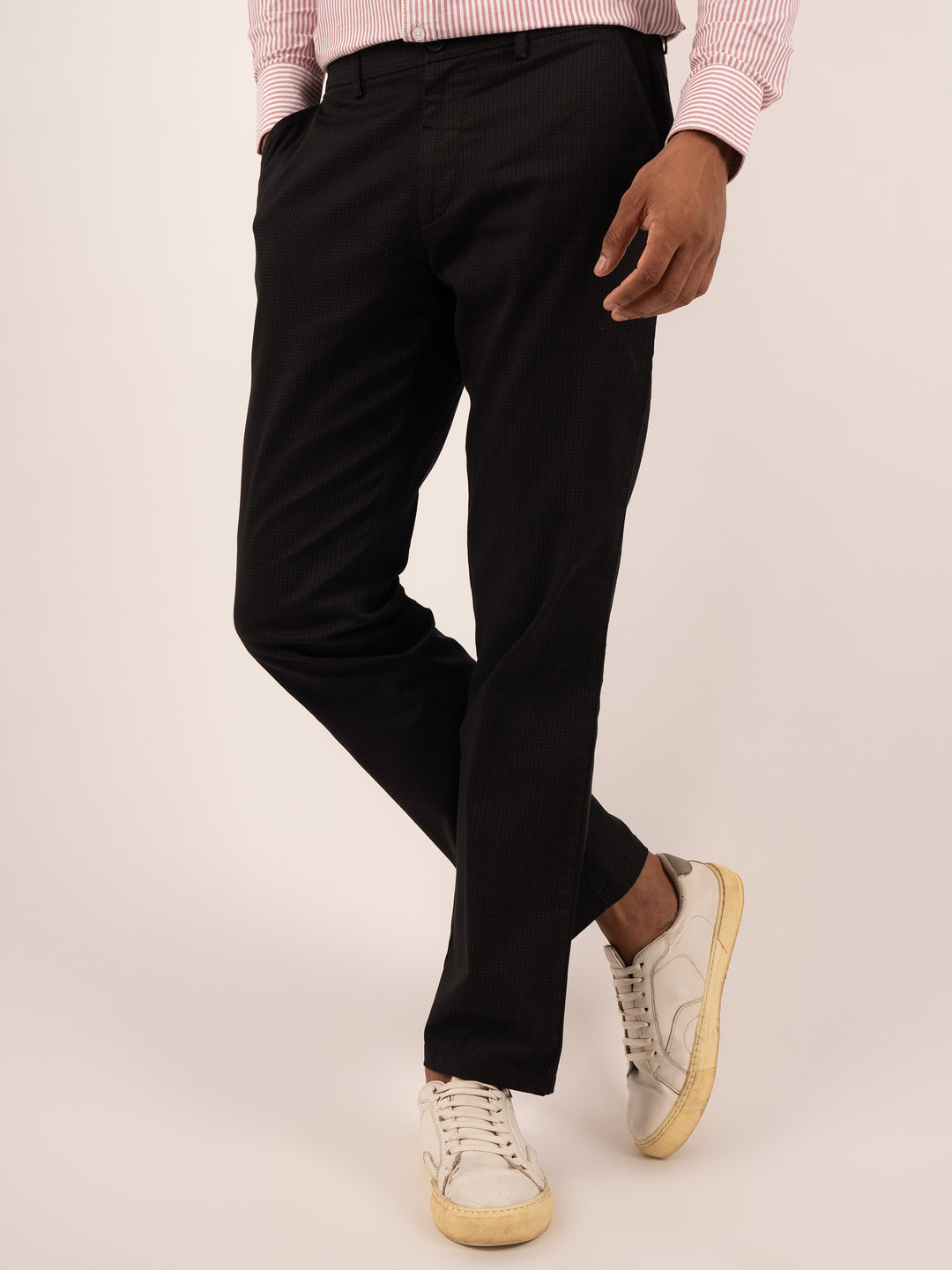 MEN'S ONYX BLACK PRECISION-CUT FORMAL PANT