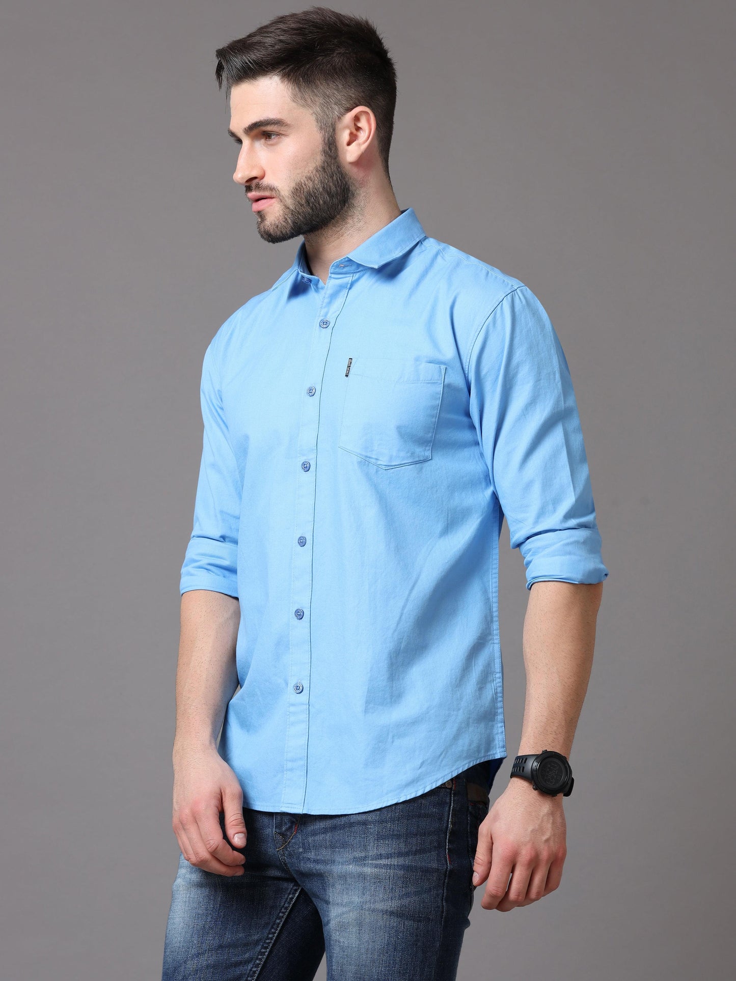 Blue Slim Fit Full Sleeve Shirt